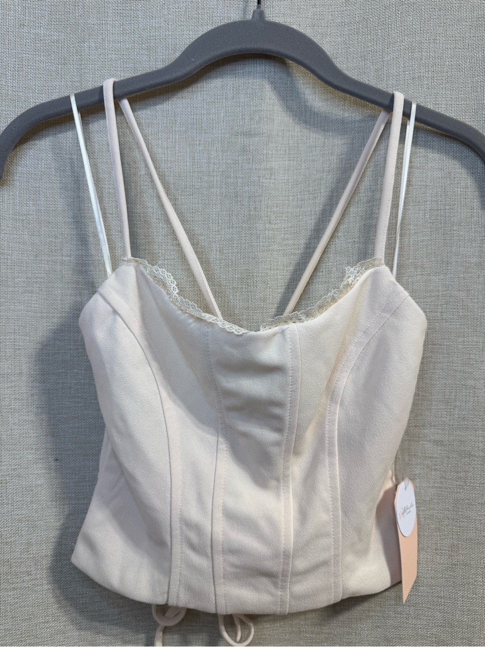 NWT Blashe Los Angeles Cream Corset Bustier Top Lace Trim - Multiple Sizes